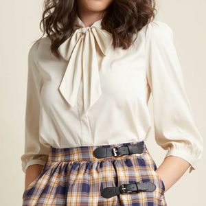 Modcloth "Vanilla Milk" Vintage Style Ivory White Blouse